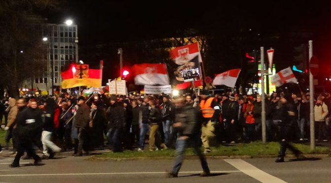 A PEGIDA demonstration in Dresden in 2015