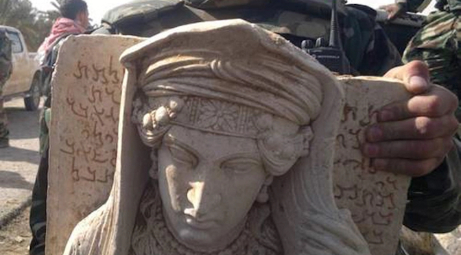 A looted Syrian statue