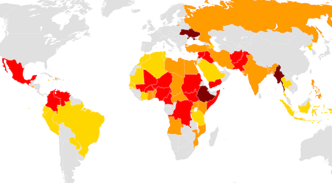 A map of world conflicts in 2022