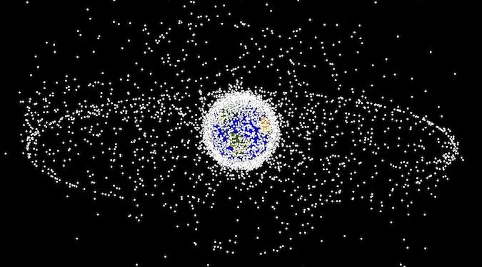 Image of earth with LEO satellites orbiting