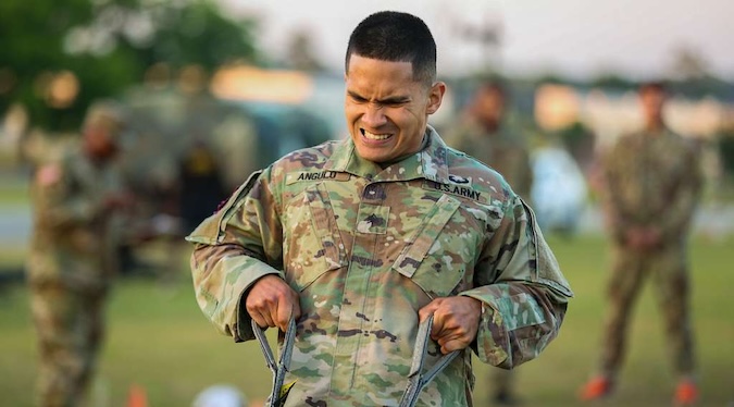 A soldier doing exercises